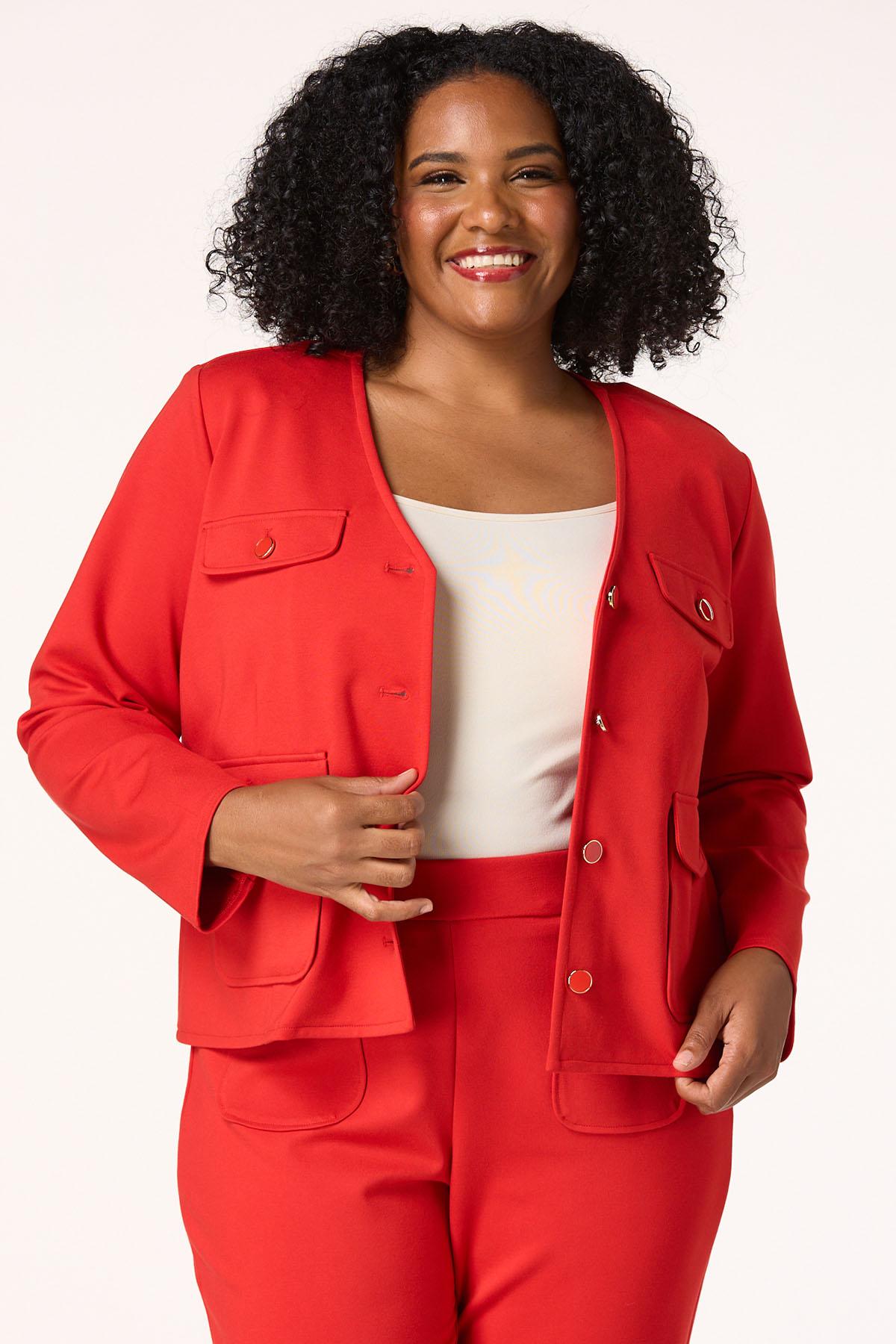 Plus Size Red Ponte Blazer