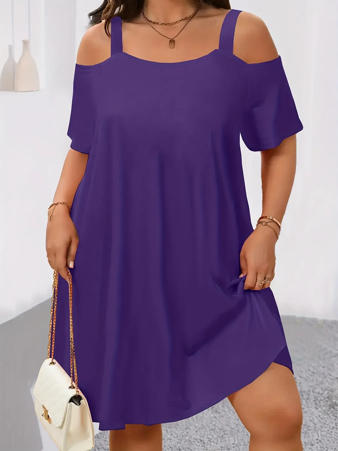 🔥8 PACK $24-Plus Size Women's off Shoulder Strapless Dress, 8 Colors Available
