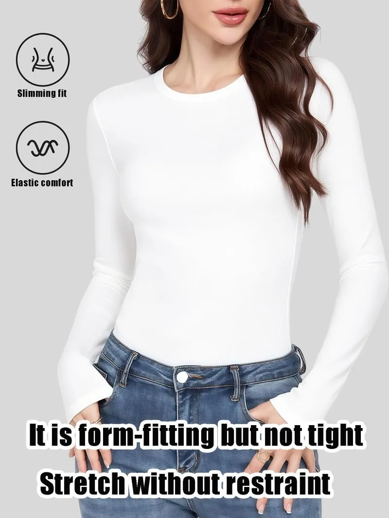 Women's Thermal Long Sleeve Top - Lightweight Warm Base Layer for Casual
