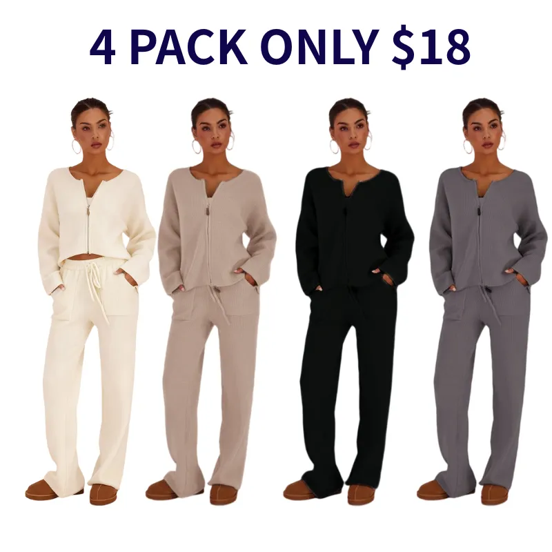 Women's Oversized Knit Sweater & Wide-Leg Pants Set