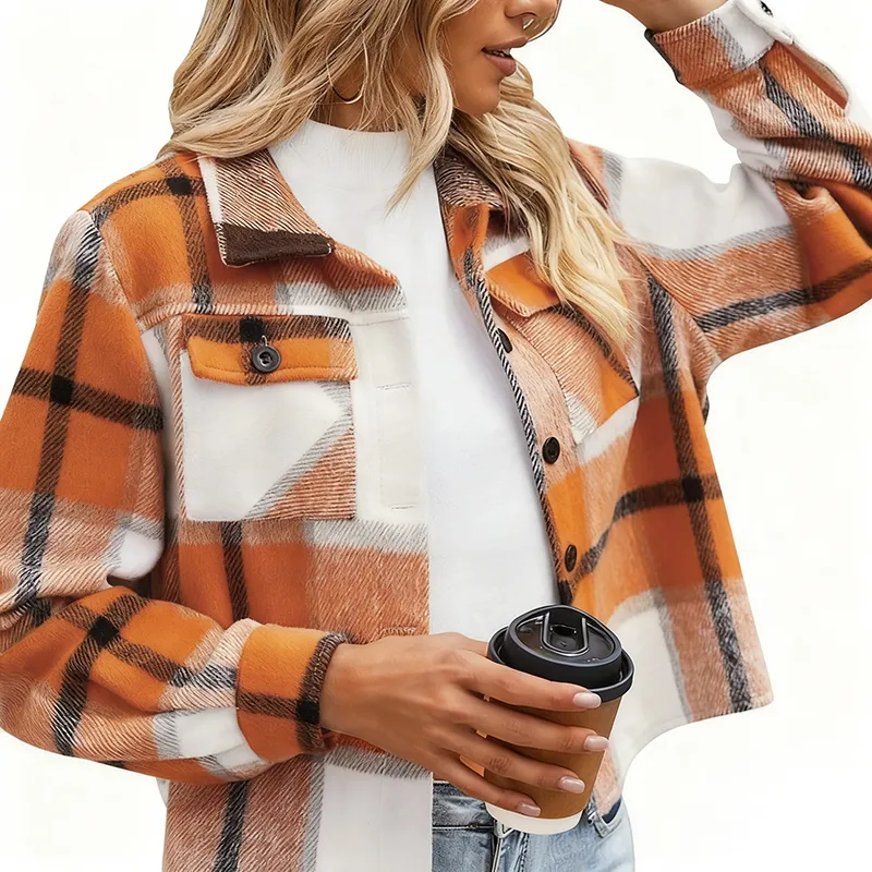 Women's Vintage Flannel Plaid Jacket
