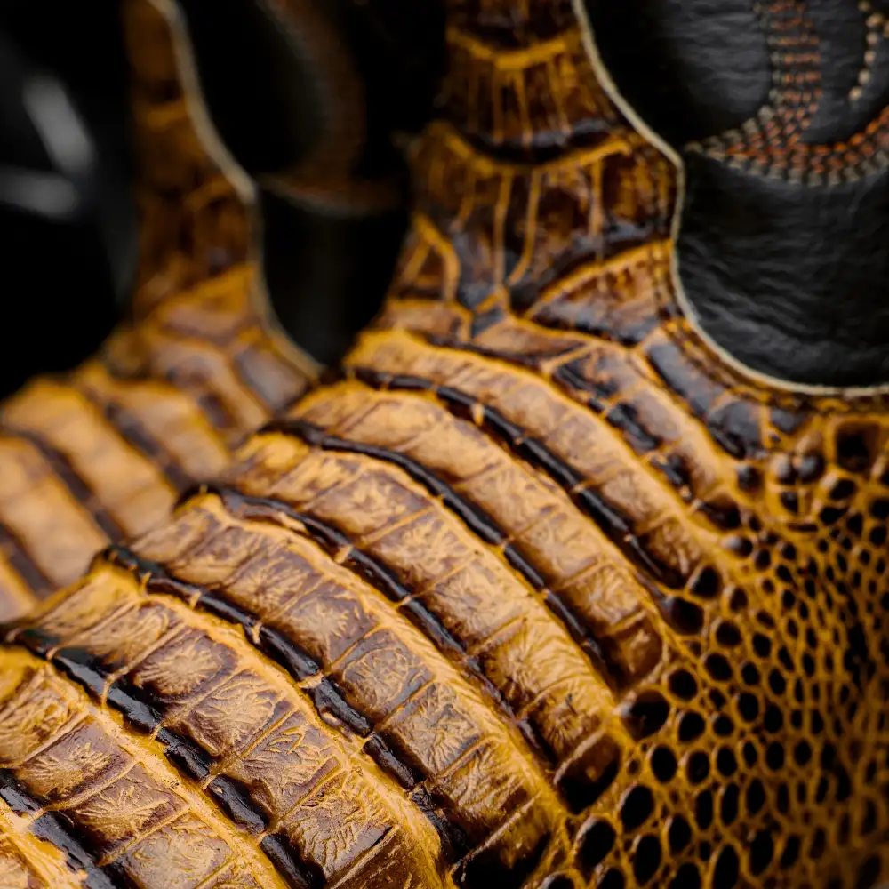 Honey Caiman Belly Leather Boots With 3D Lightweight Sole - Composite Toe