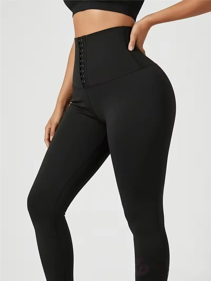 Women's fitness pants with a corset, buttons to flatten the stomach