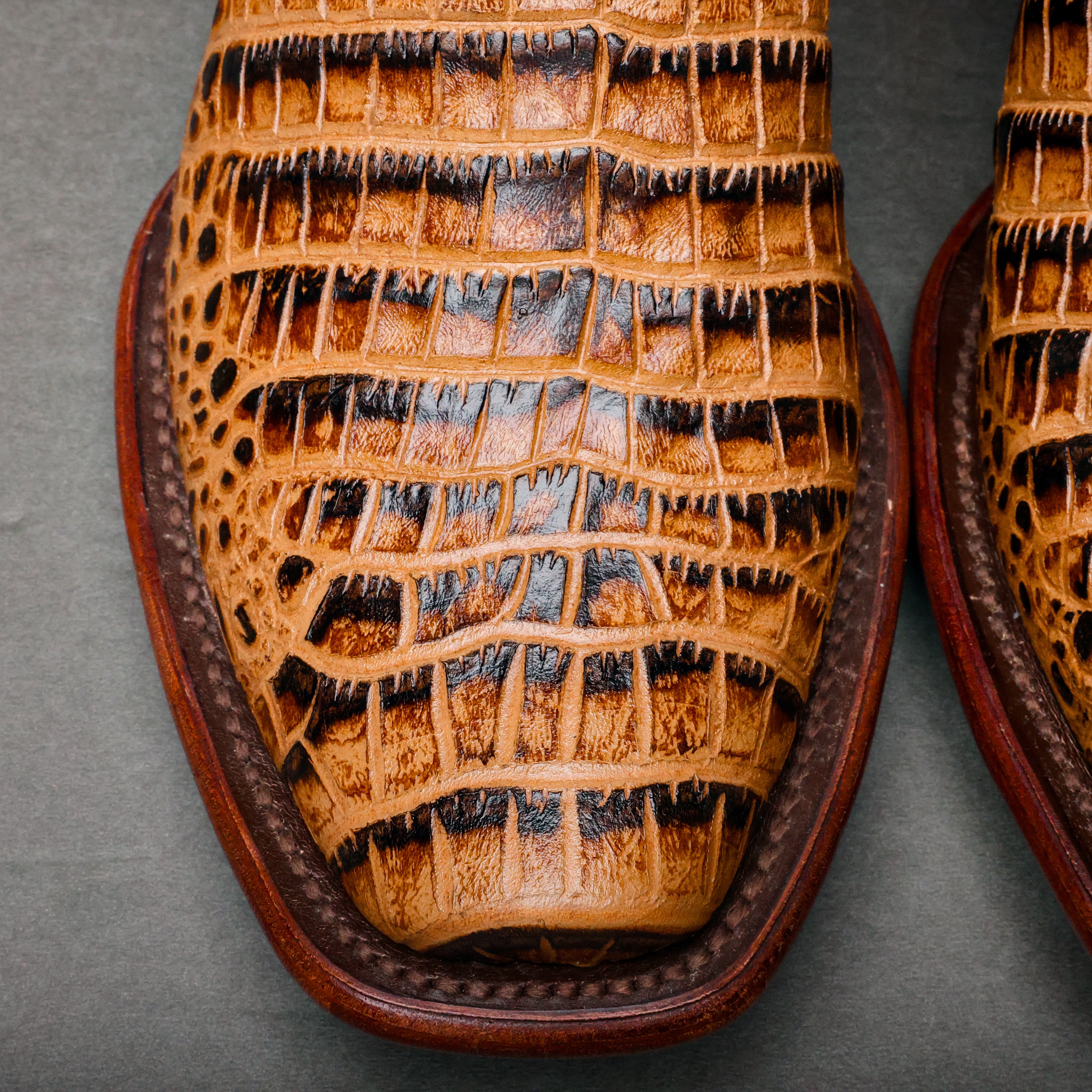 Honey Caiman Belly Leather Boots - Cutter Toe