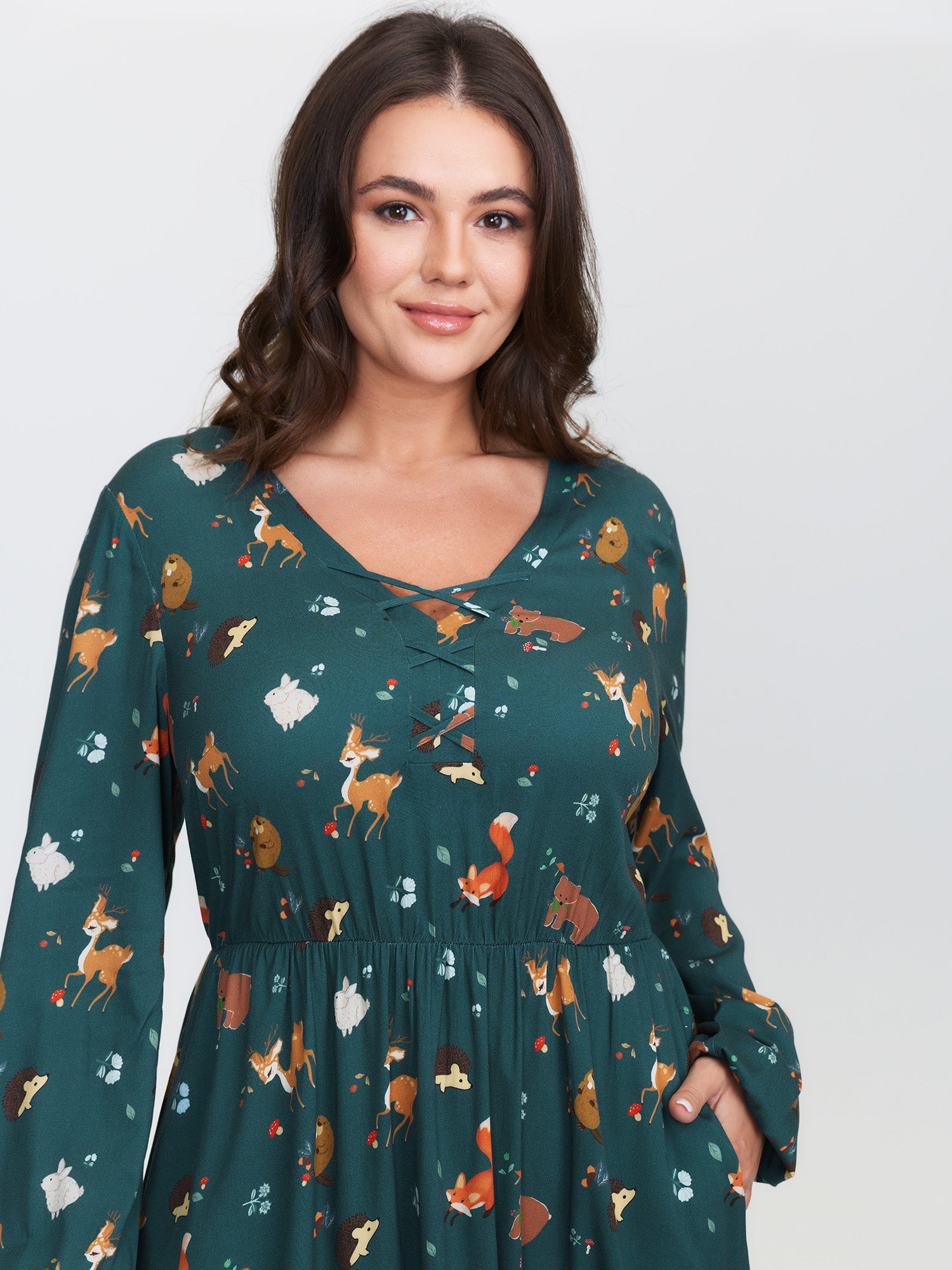 Animal Printed Cross-Tie Neckline Maxi Dress