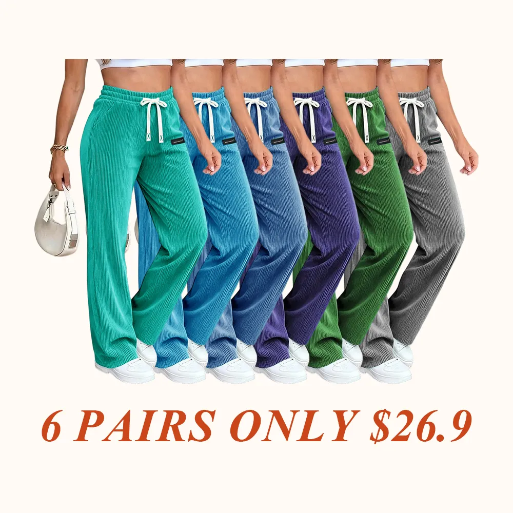 Women's Essential Corduroy Pants, Lightweight and Breathable with Back Pockets and Drawstring, Perfect for Versatile Occasions