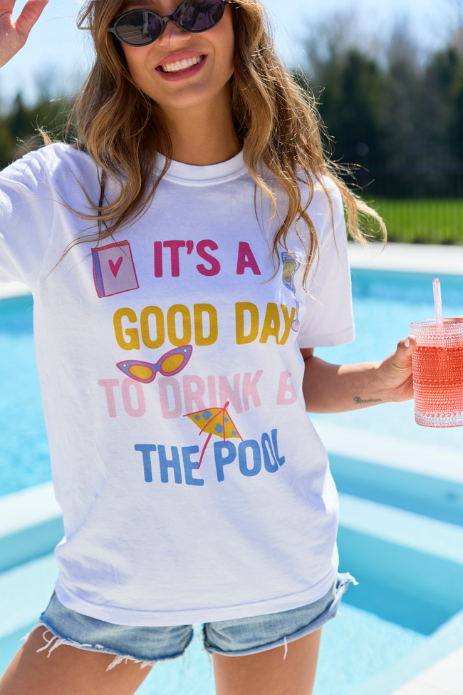 Drink By The Pool White Graphic Tee