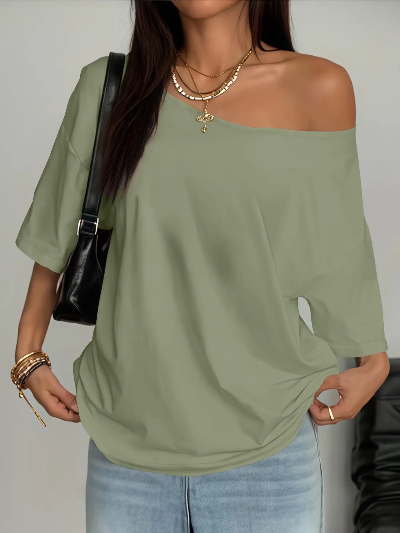 Women’s Chic Asymmetrical Off-Shoulder Plus Blouse