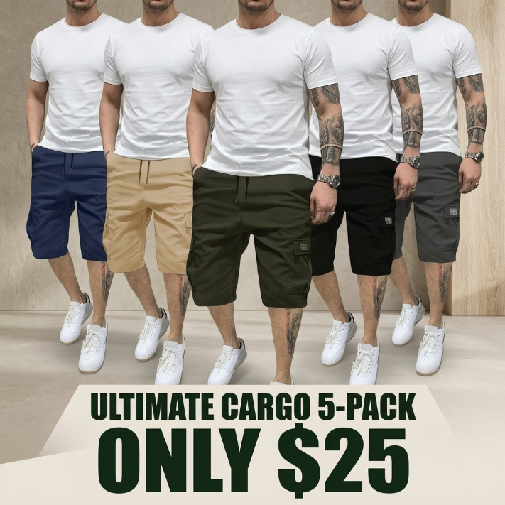 Men's Multi-Pocket Cargo Shorts Casual Streetwear Set