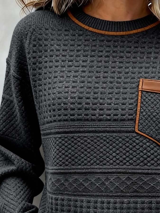 Women'S Casual Color-Blocked Pullover Sweatshirt