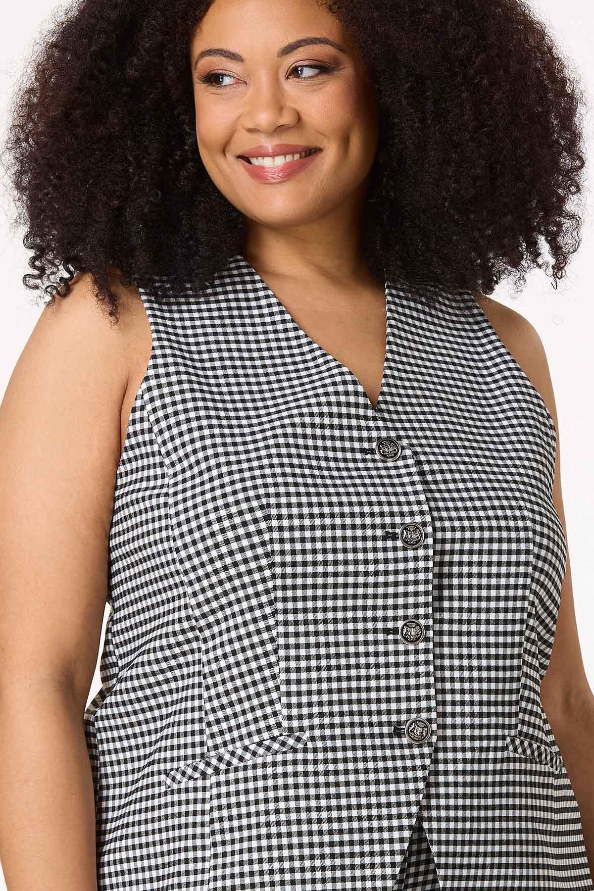Plus Size Gingham Bengaline Vest