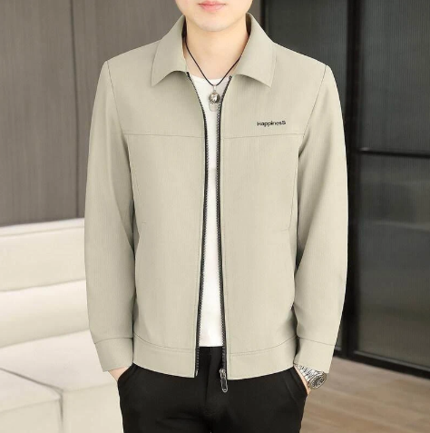 Men's Classic Turn - down Collar Zip - up Jacket