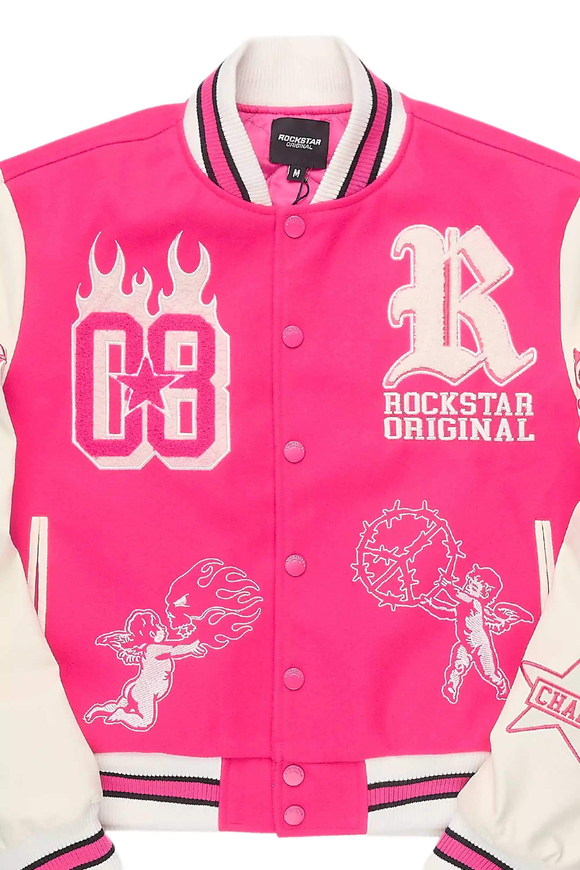 Sharray Hot Pink Oversized Varsity Jacket
