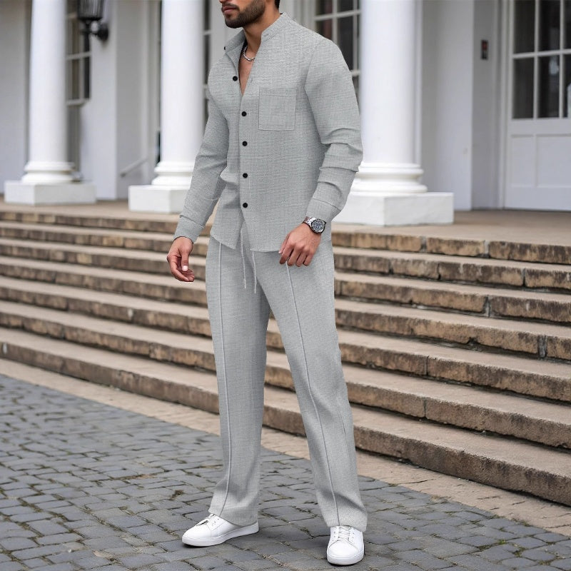 🎁2026 New Arrivals💥Men’s Casual Waffle Shirt Pants 2-Piece Set🔥