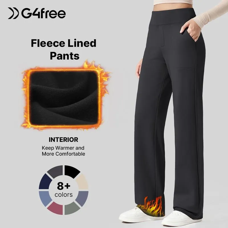 Fleece Lined Pants Women Wide Leg Sweatpants Women Warm Winter Pajamas Pants