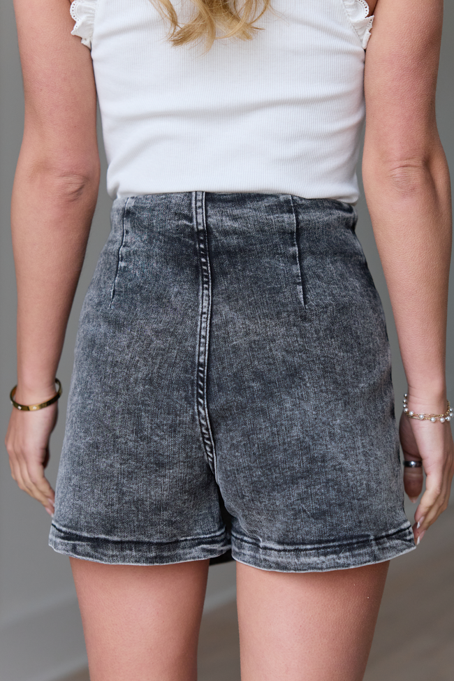 My Favorite Black Acid Wash Denim Skort