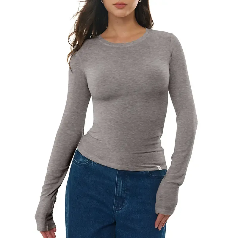 Women's Merino Wool Blend Long-Sleeved Crew Neck Top