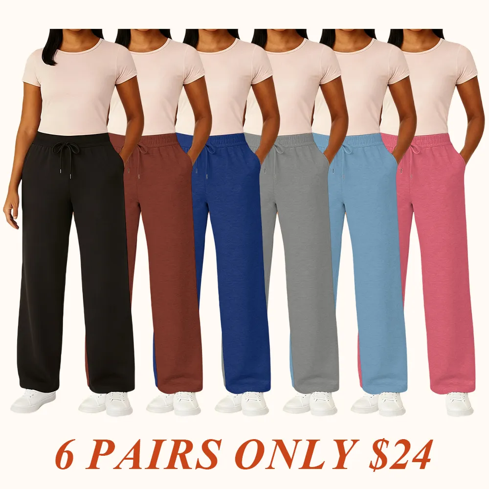 Women's Multi Pack Heavyweight Wide Leg Loose-Fit Fleece Sweatpants