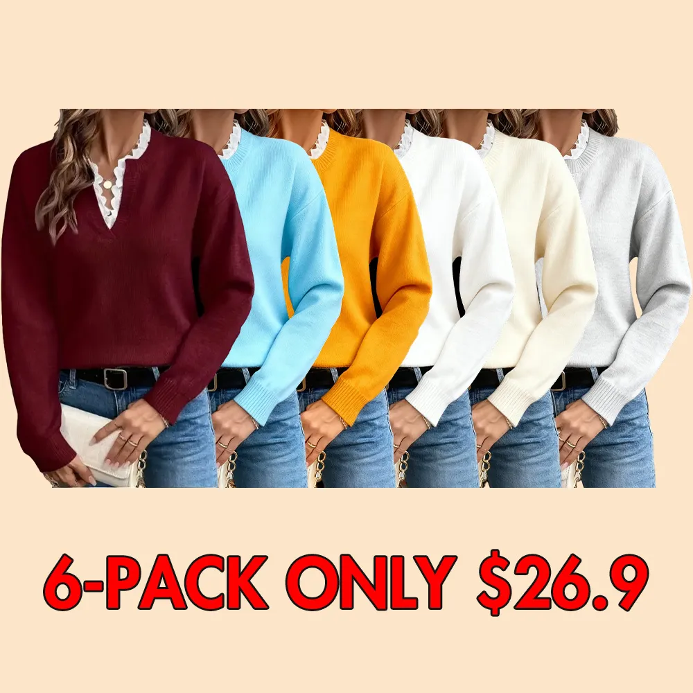Women's knitted sweater, V-neck pullover