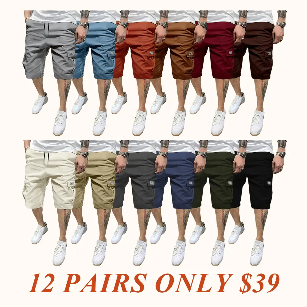 Men's cargo shorts, diagonal pockets, versatile casual wear