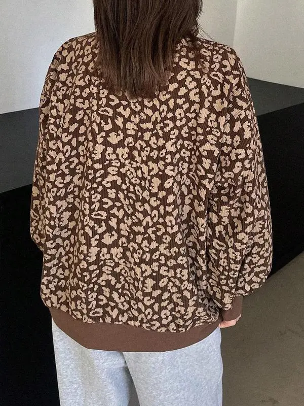 Women's Leopard Print Pullover Hoodie