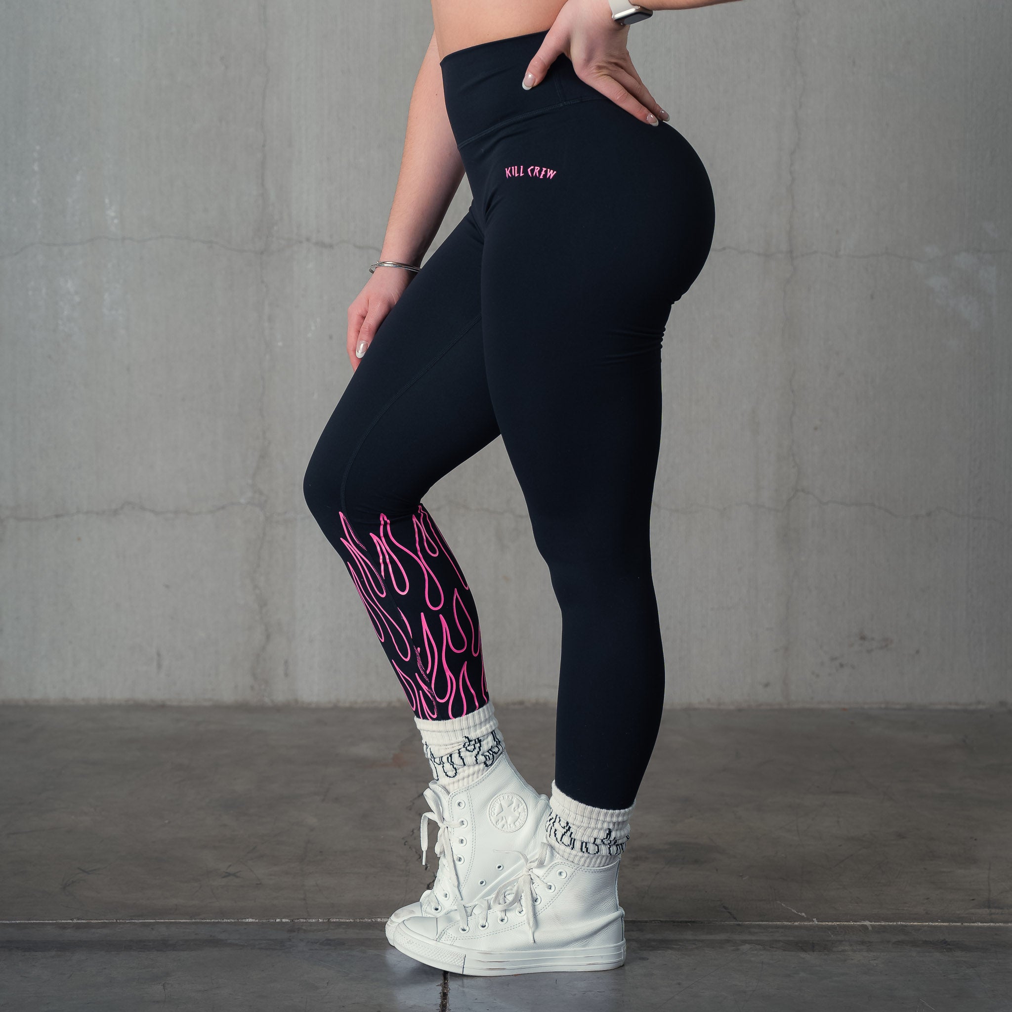 FLAME LEGGINGS - BLACK / PINK