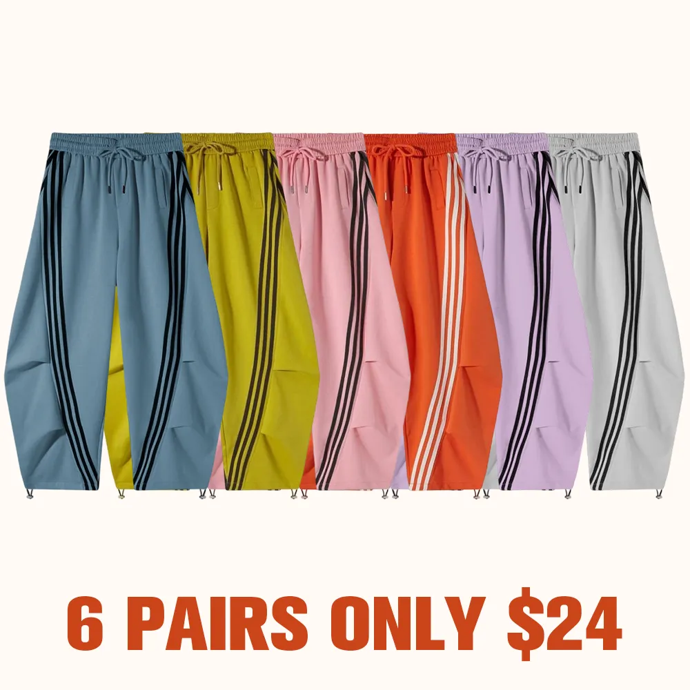 Loose Wide Leg Striped Track Pants Women's Casual Streetwear Joggers