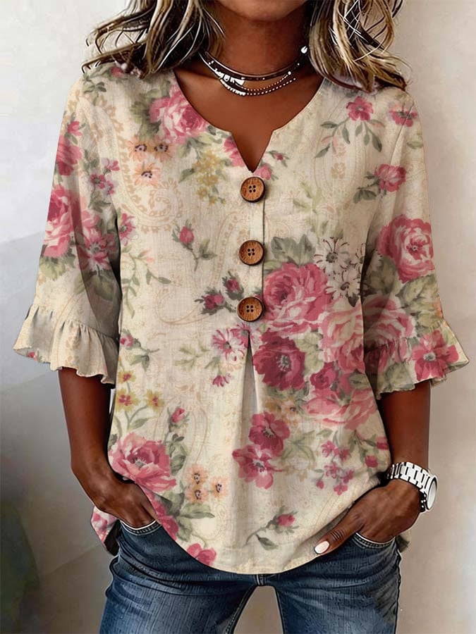 Women's Casual Floral Print Top