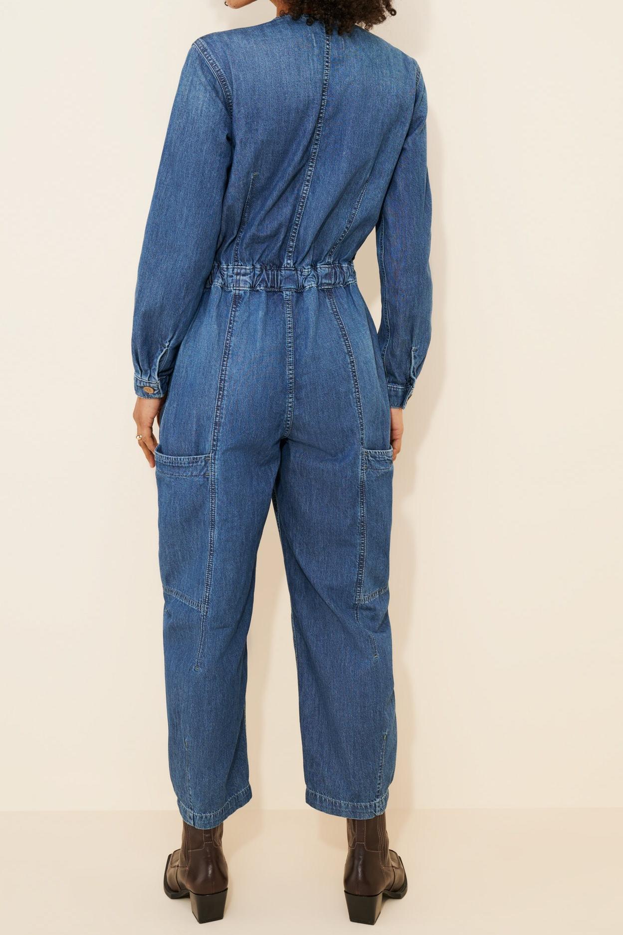 Sea Salt Cotton Denim Jumpsuit
