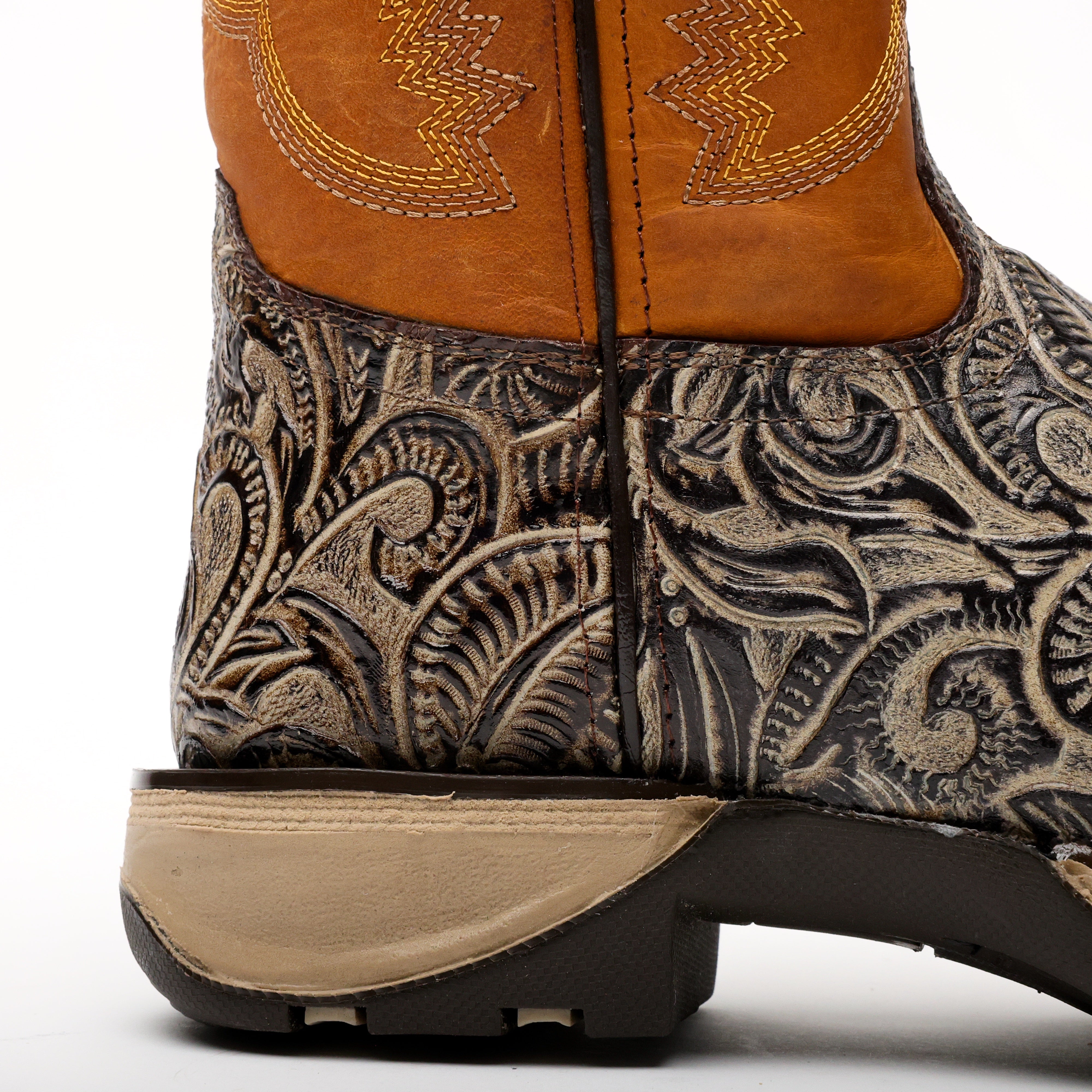 TBR Desert Hand-Tooled Leather Boots With 3D Lightweight Sole - Composite Toe