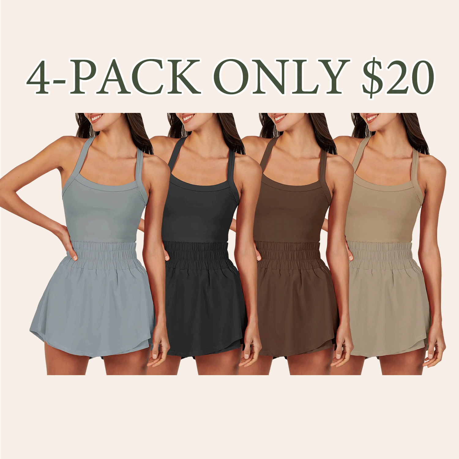 Women’s Athletic Tennis Dress – Sleeveless Mini Skort Romper