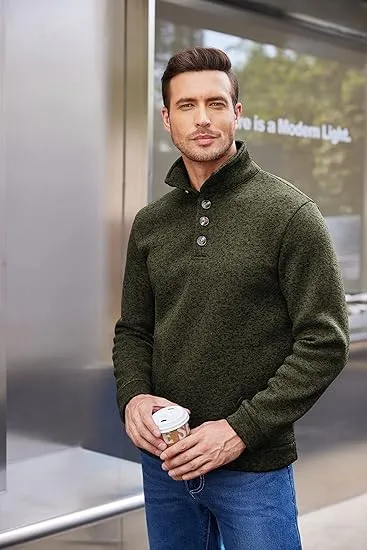 Men's Casual Slim Fit Pullover Sweater Knitted Thermal Sweatshirt.Fleece-lined For Warmth And Wind Protection.Comfortable And Stylish