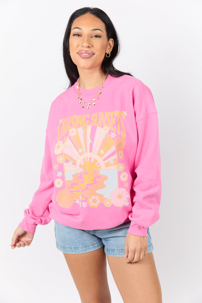 Chasing Sunsets Pink Graphic Sweatshirt