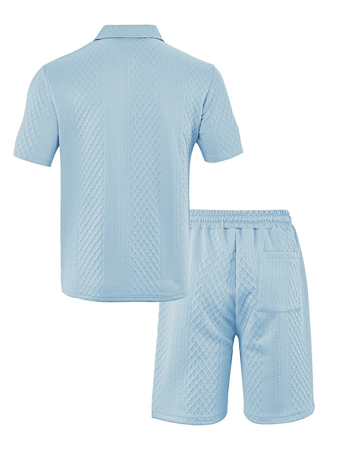 Men’s Polo Shirt & Drawstring Shorts Set – Breathable Casual 2-Piece Outfit