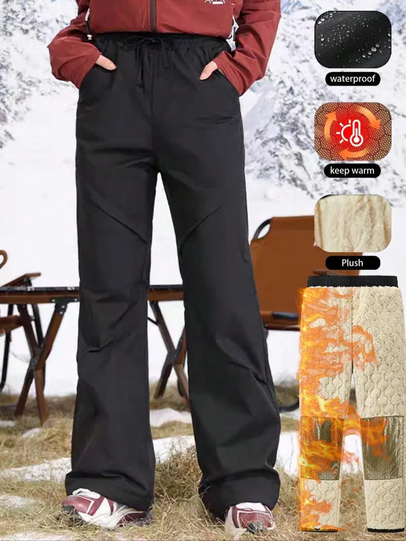 Women's Winter Ski Pants Waterproof Windproof Hiking Trousers with Fleece Lining and Graphene Heated Pad