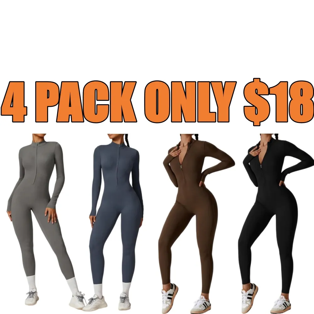Women All-Season Zip Sports Yoga Jumpsuit