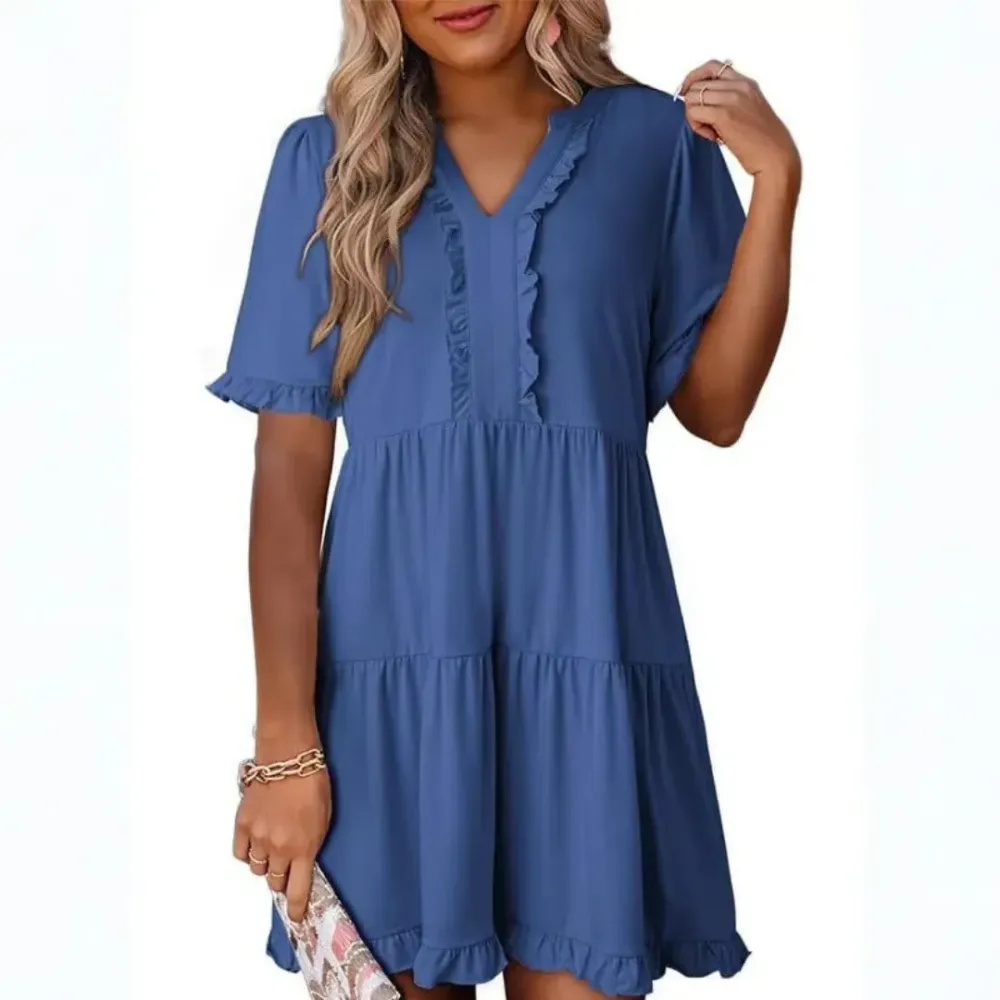 Casual V-Neck Mini Dress (Less than $3 each!)