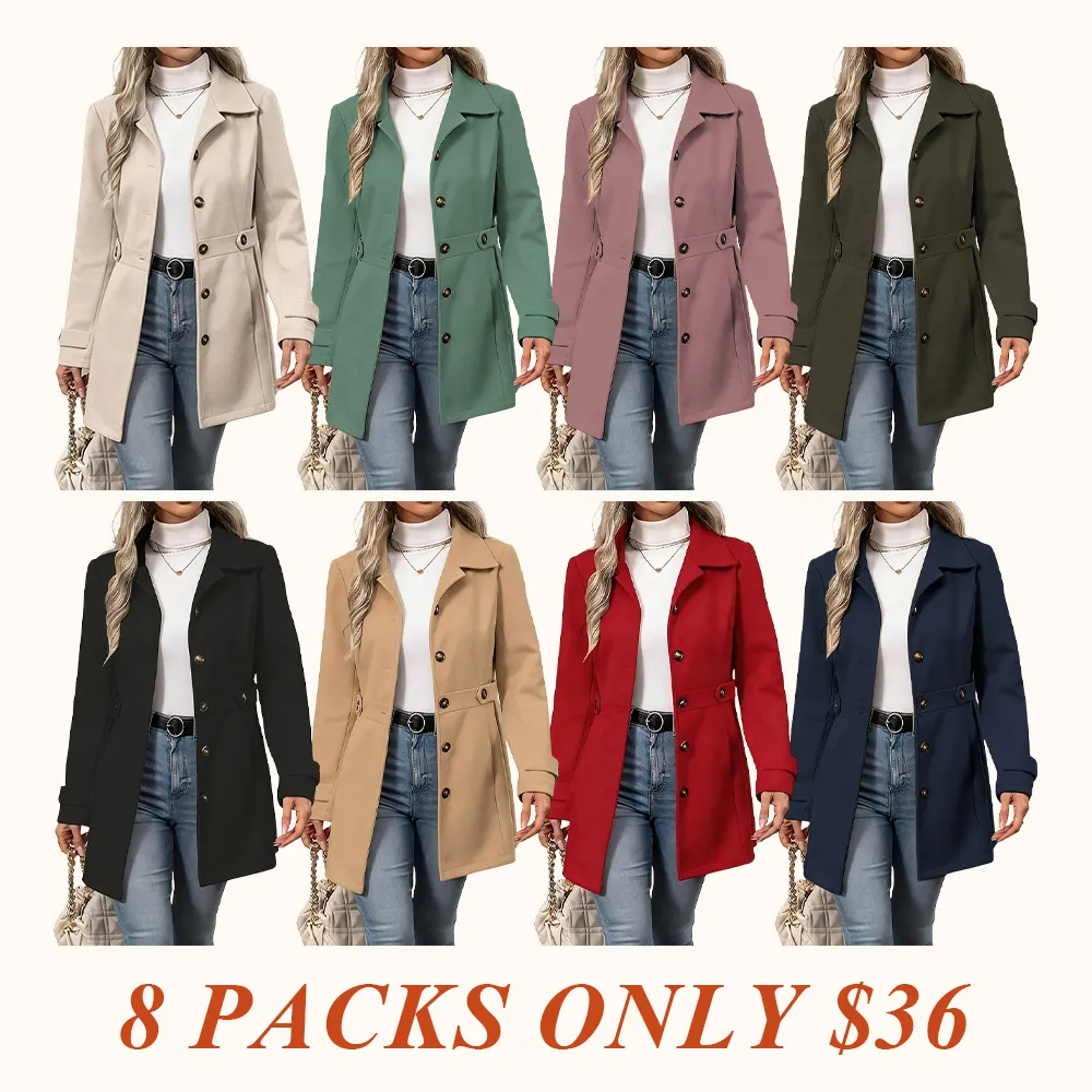 Women's Elegant Overcoat Notched Shawl Collar Single Breasted Outerwear Winter Long Coat