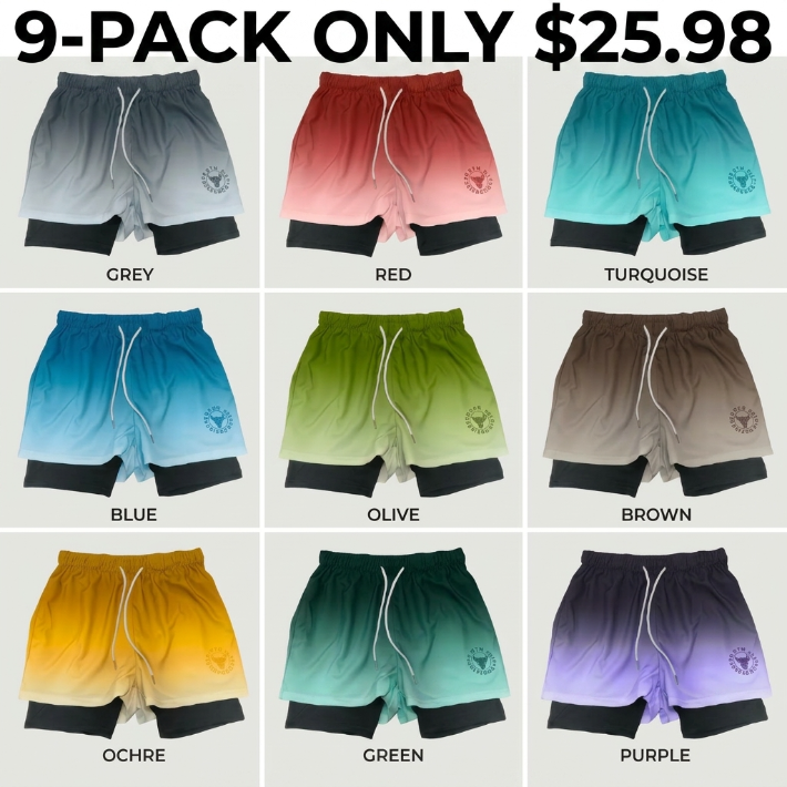 Men’s Performance 2-in-1 Ombre Letter Print Shorts