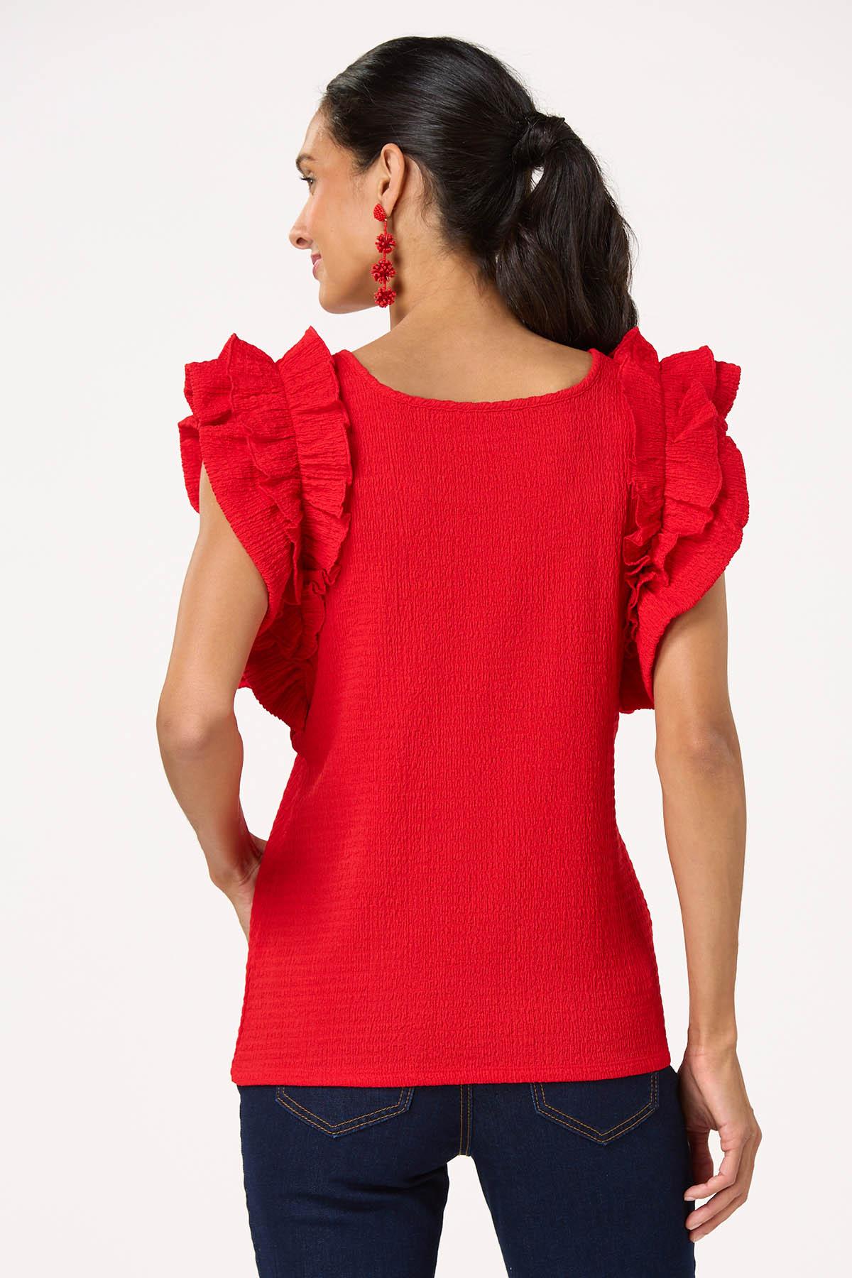 Textured Ruffled Sleeve Top
