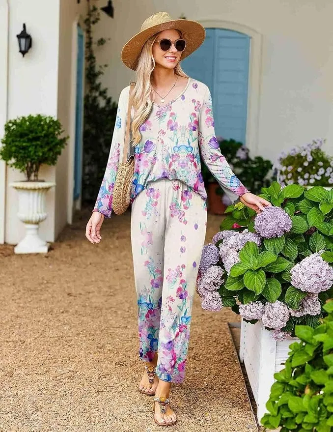 Womens Pajama Sets 2 Piece Lounge Set Fall Winter Pajamas