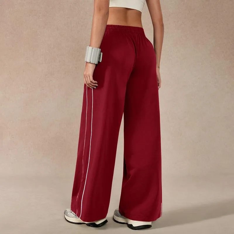 Women's Baggy Wide-Leg Pants – Pocket Design, Elastic Waist & Side