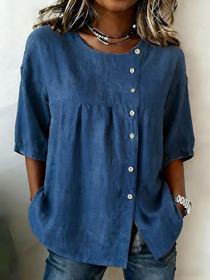 Women's Casual Retro Cotton Linen Button-Up Shirt- Fast Shipping