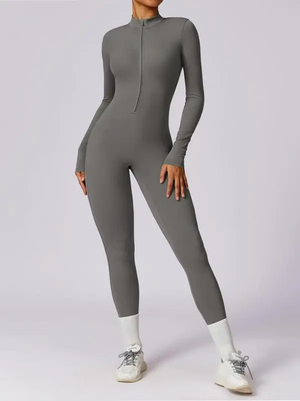 Women All-Season Zip Sports Yoga Jumpsuit