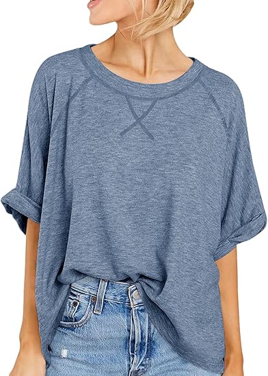 Womens Oversized Tshirts Casual Summer Tops Short Sleeve Loose Fit Tunic T Shirts