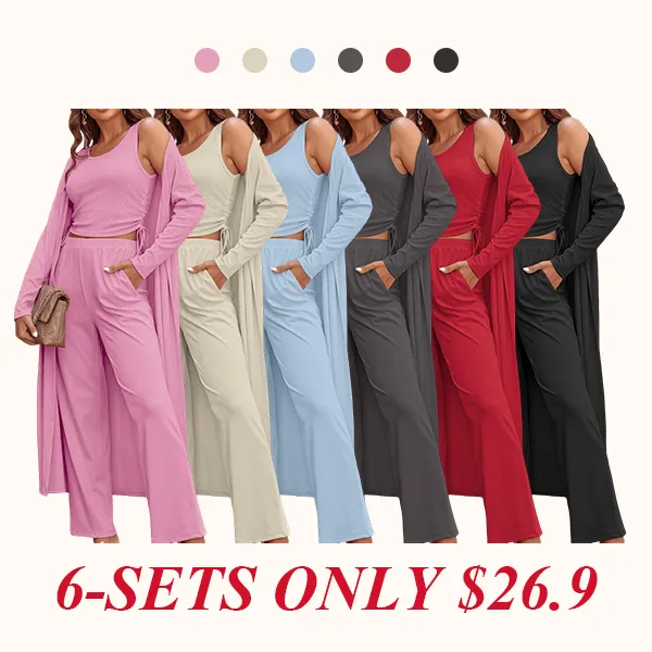 Women's Lightweight Sleepwear 3-Piece Set Sportswear