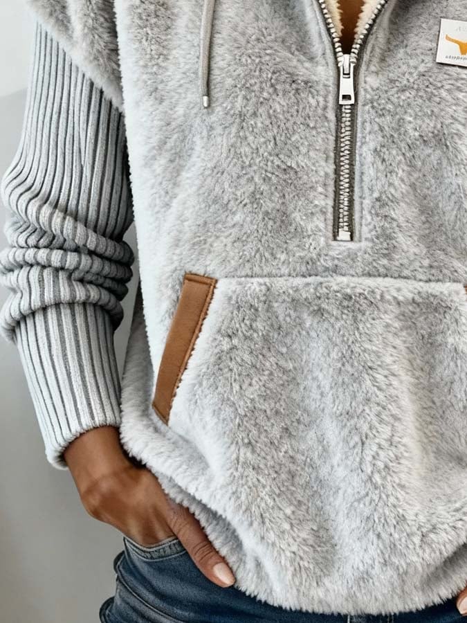 Women'S Casual Color-Blocked Pullover Sweatshirt