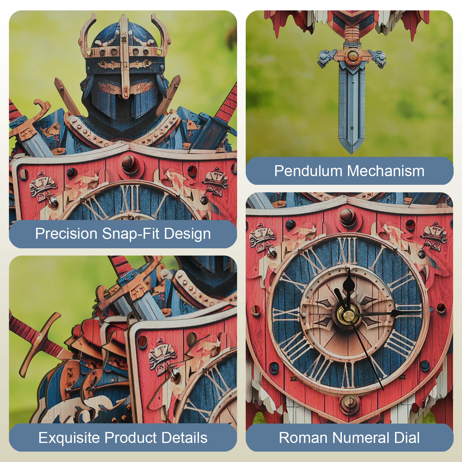 Knight – DIY Wooden Clock, 3D Puzzle Craft Kit