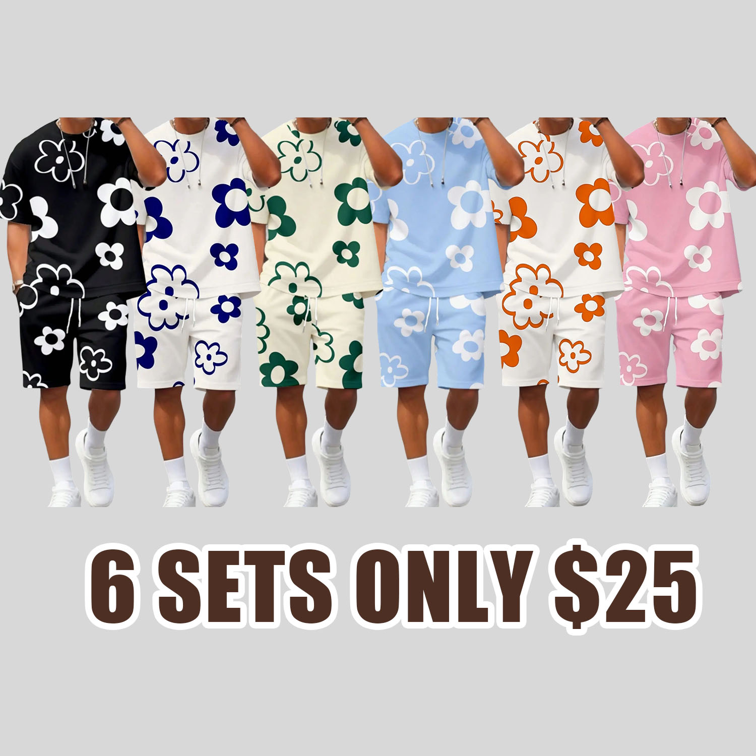 Men's 3D Printed Short Sleeve Top and Shorts Two-Piece Set, Casual Fitted Design, All over Print, Summer Fashion