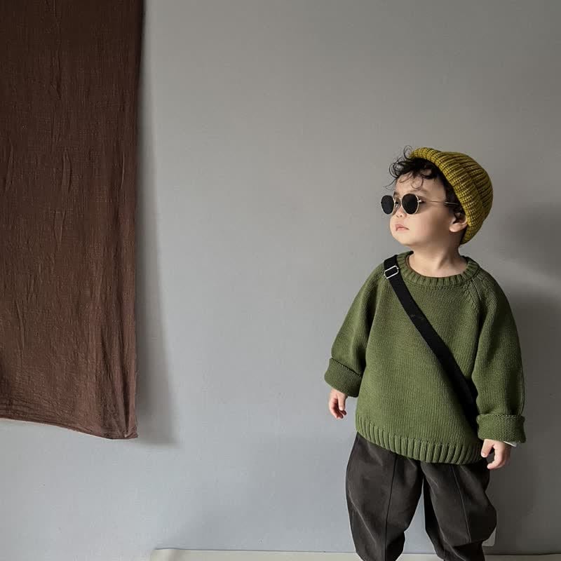 Toddler Solid Color Loose Relax Sweater